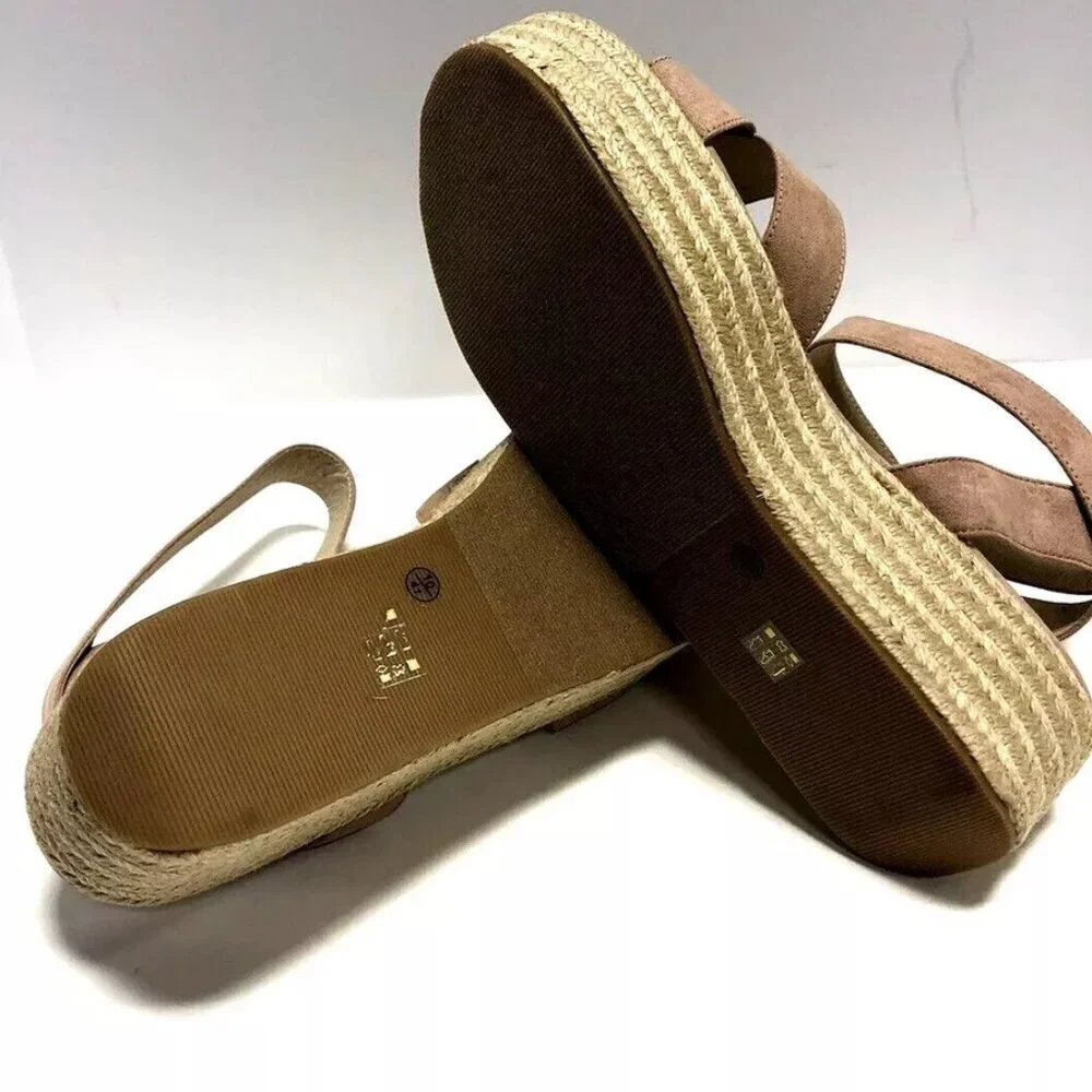 Chinese Laundry Women’s Zala Micro Suede Beige/Pink Platform Sandals Size 10M